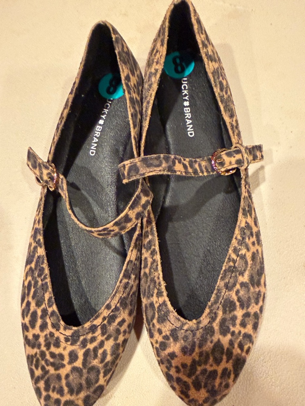 Lucky Brand Women's Leopard Print Mary Jane Flats - Tan and Black